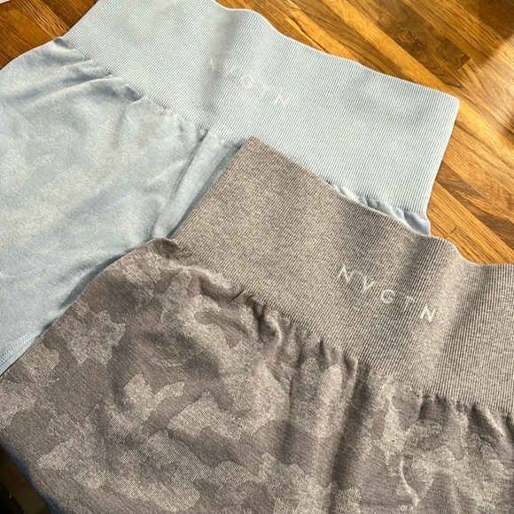 NVGTN Pants - NGVTN Camo Leggings, blue and grey size small!